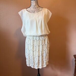 Candie's Cream Blouse with jeweled design on the bottom